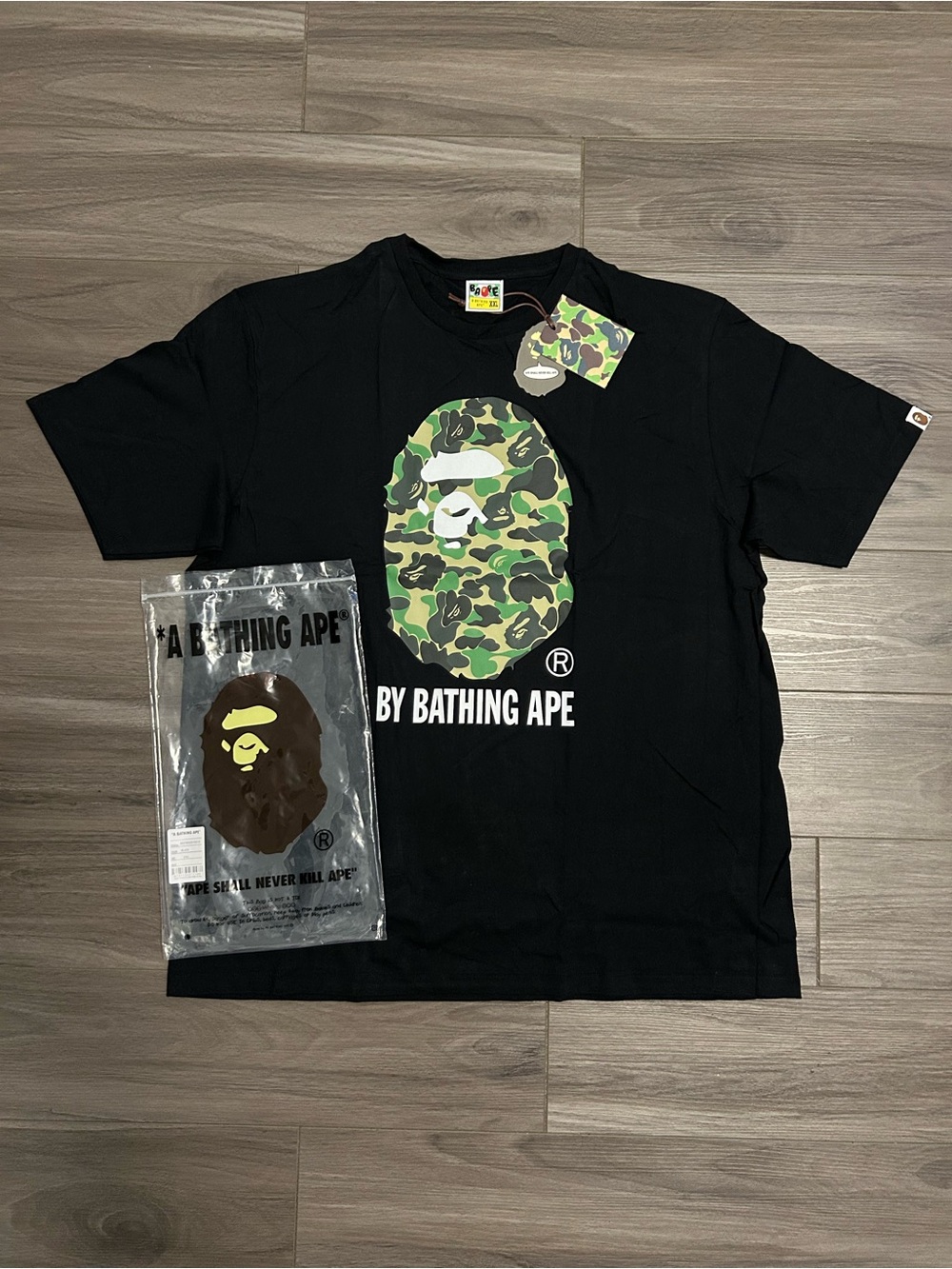BAPE ABC Camo Ape Head Black T-Shirt – Green Camo